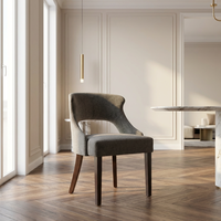Chaise de salle à manger ergonomique moderne en lin imperméable avec pieds en bois pour la maison, la villa, le bar, l'hôpital et l'atelier