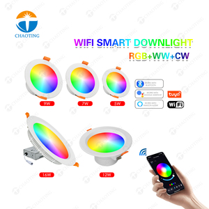 Lumière <span class=keywords><strong>LED</strong></span> à changement <span class=keywords><strong>de</strong></span> couleur Design d'intérieur Smart <span class=keywords><strong>RGB</strong></span> Downlight 5W 7W 9W 12W 16W Dimmable CCT <span class=keywords><strong>LED</strong></span> Down Lighting avec Alexa Tuya APP - Product Image 1