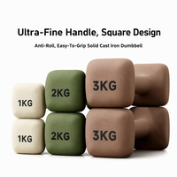 Haltères carrés en fonte mate, revêtement PVC, anti-roulement, prise en main facile, 1 kg, 2 kg, 3 kg par paire, fitness à domicile