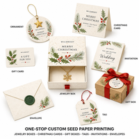 Boîte à bijoux de Noël personnalisée en papier semence plantable avec ruban de tirage, faible MOQ, emballage cadeau écologique