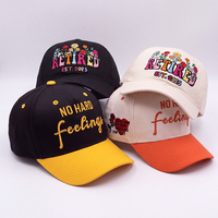 Gorra de Papá Personalizada con Bordado 'RETIRED', Sin Estructura, de Algodón, con Visera Curva, Ajustable, Regalo de Jubilación, Gorras Personalizadas OEM