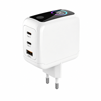 Cargador Rápido GaN de 100W con Enchufe Europeo, Pantalla LED, USB-C PD 3.1 SCP, Adaptador de Corriente a Prueba de Fuego para Laptop, Teléfono, Tablet, Auriculares, Cámara
