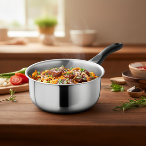Pentola per salse in acciaio inossidabile con manico nero, capacità 1,5 litri, per cucinare salse e condimenti - Product Image 3