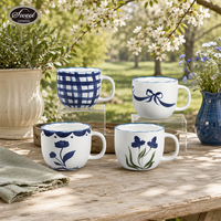 Ensemble de tasses à café en céramique SWT Classic Flower, soucoupe à pétales bouffants, tasse à thé, passe au lave-vaisselle, cadeau adorable, maison, bureau, café