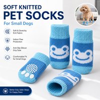 Chaussettes personnalisées en coton tricoté pour chien avec motif animal, bord côtelé doux et patins antidérapants pour l'intérieur, marque privée