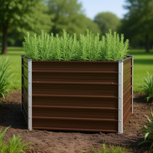 Bac à légumes surélevé en acier galvanisé 39,4x39,4x30,3 Marron pour cultiver des légumes - Product Image 2