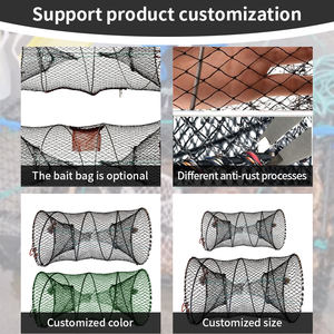 Cebo de pesca, trampa para cangrejos, trampa para pececillos, trampa para cangrejos, langosta, camarones, redes de fundición plegables, accesorios de pesca plegables portátiles - Product Image 4