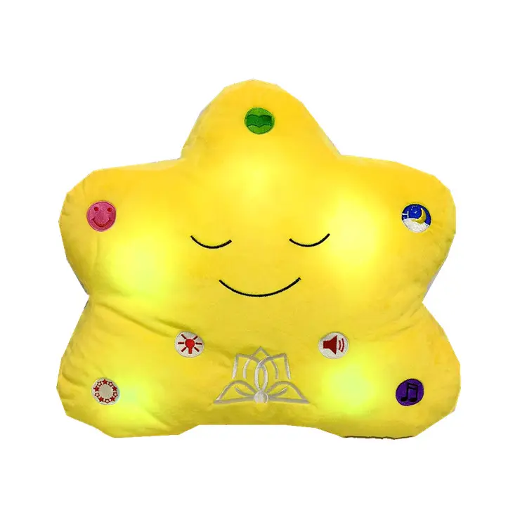Factory Customized Soft Star Shape Animal Shape Music Glowing Plush Stuffed Food Pillow Toys for Kids Gifts