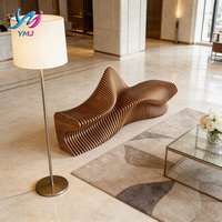 Banc en bois paramétrique moderne, sièges ondulés en bois massif, chaises d'attente durables pour jardin, hôtel, bureau, salon, mobilier commercial