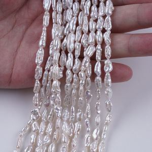 Collar de Perlas de Agua Dulce Naturales de Zhuji, 4-6 mm, Color Blanco y Rosa, Orificio Recto, Tamaño Corto, Collar de Perlas Semiterminado para DIY - Product Image 4