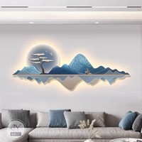 Dekorasi Ruang Tamu Modern Mewah Ringan Mural Latar Belakang Sofa Dinding LED Lukisan Dekorasi Lanskap