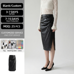<span class=keywords><strong>Gonna</strong></span> Midi <span class=keywords><strong>Nera</strong></span> da Donna in Poliestere Casual Antipiega a Vita Alta <span class=keywords><strong>con</strong></span> Arricciatura Frontale e <span class=keywords><strong>Spacco</strong></span> - Product Image 1