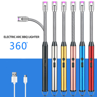 Long bâton flexible briquet électronique barbecue camping en plein air allumage USB charge arc briquet de cuisine