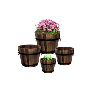 Bằng Gỗ Whiskey Thùng Trồng Mộc Mạc Hoa Trồng Chậu Container Cho Trong Nhà Ngoài Trời Vườn Nhà - Product Image 2