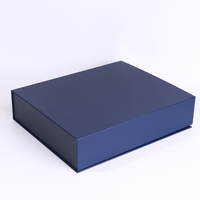 Boîte à rabat magnétique de luxe bleue personnalisée avec doublure en éponge pour emballage cadeau - Comprend une tasse à vide, un carnet, un stylo, une lamination mate