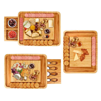 Bamboe Kaas Snijplank Set Met Mes En Vork Gereedschap Deli Schotel Fruit En Kaasplank Groenteboard Met Lade