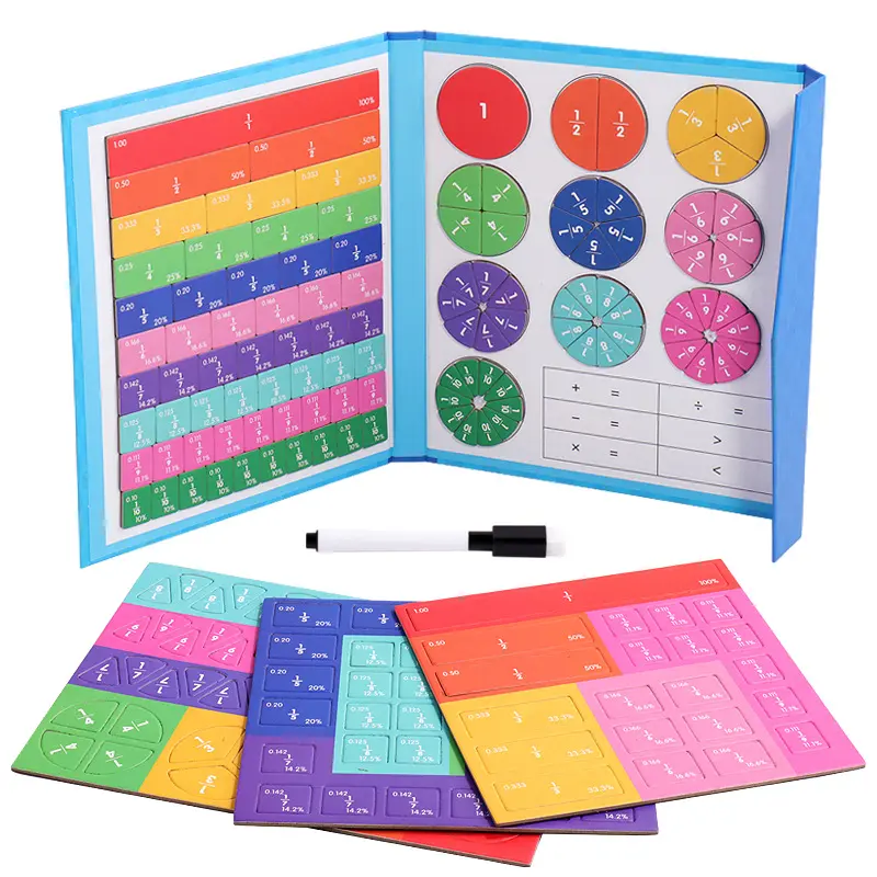 Children Magnetic Fraction Learning Math Toys Wooden Fraction Book Set Parish Teaching Aids Arithmetic Learning Educational Toys
