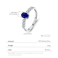 925 argent Sterling Vintage exquis basique ovale bleu Royal zircone bague pour les femmes déclaration anneau bijoux fins