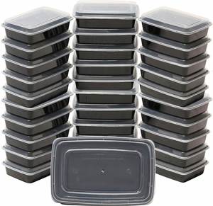 Contenedores de Plástico Desechables Rectangulares Negros de 24 oz, 28 oz y 32 oz, Aptos para Microondas, para Preparación de Comidas - Product Image 1