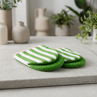Kate Spade New York Set di 2 Guanti da Forno Mini in Cotone a Righe Botaniche 5.5 X 8 Verde/Rosa