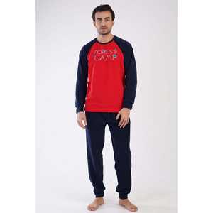 Ensemble de pyjama en molleton à manches longues pour homme avec col rond, poignets et poches, vêtements de nuit avec poches - Product Image 3