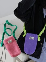 Sac banane ouvert personnalisé en feutre non tissé, dentelle et peluche, style mode, sac à bandoulière simple ou croisé, capacité 1L pour téléphone