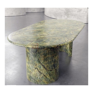 Nordic Home Furniture Italian Luxury <strong>Dining</strong> <strong>Tables</strong> Modern Natural Stone Marble <strong>Round</strong> Green <strong>Dining</strong> <strong>Table</strong> - Product Image 1