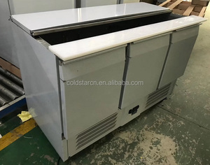 3 doors salad prep counter, Commercial refrigerated salad table - Product Image 4