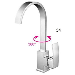 Grifo para Lavabo de Cocina, Fabricado en Latón, Origen China, Cromado, con Rotación Flexible de 360 Grados - Product Image 2