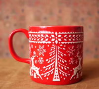 Fabricant vente en gros de tasses en céramique fantaisie gaufrée tasses en porcelaine personnalisables tasse de Noël en céramique imprimée