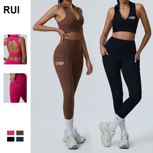 RUIQUWIN Ensemble leggings de course et de fitness de haute qualité avec logo personnalisé et soutien-gorge de yoga respirant sans couture pour femmes - Product Image 1