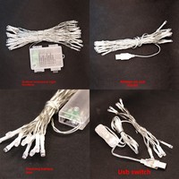 Guirnalda de Luces LED con Caja de Baterías, Luces Pequeñas para Decoración Navideña, Luces con Alimentación USB, Control Remoto, Impermeables, 8 Luces Intermitentes de Navidad