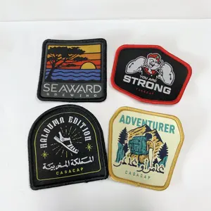 High Quality Custom Patches Cutout Shape Iron On Embroidery Patches Iron On Backing Full Woven Patches