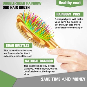 <span class=keywords><strong>Brosse</strong></span> à poils Double face en bambou de qualité supérieure 2-en-1 pour le toilettage des chiens et des chats à poils longs - Product Image 5