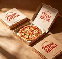 Boîte à pizza blanche haute brillance personnalisée, résistante à la graisse, jetable, pour café, restaurant, vente en gros