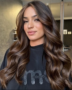 Peluca de Lujo Hecha a Mano, Color Marrón Balayage, Ondas Suaves, Cabello Virgen Europeo, Transparente para Pelucas de Encaje Completo, Sin Pegamento para Mujeres - Product Image 1