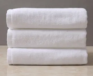 酒店软刺绣徽标白色21S 100% 棉桑拿淋浴美容店水疗浴巾