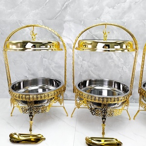 9L altın asılı menteşeli kapak reşo çanak büfe Set lüks gıda ısıtıcısı kelebek Catering otel restoran malzemeleri - Product Image 4