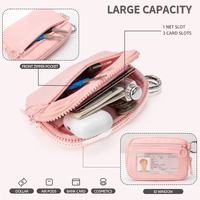 Dompet Yoga Pendek Desain Khusus Justop, Penutup Ritsleting, Bahan Nilon, Kantong Kartu ID Transparan, Gantungan Kunci, Dompet Koin, Lapisan Poliester