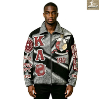 Veste en tissu tapisserie pour hommes, veste bomber oversize de style universitaire, veste de fraternité grecque brodée