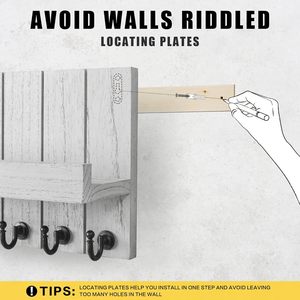 Móc treo chìa khóa treo tường bằng gỗ với 5 móc, kệ giá thư, tổ chức trang trí cho lối vào - Product Image 6