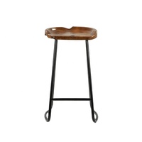 Tabouret de bar en bois de manguier industriel |   Siège à bords naturels avec structure en fer |   Meubles de cuisine et de restaurant modernes |   AKKU STOOL FURNITURE |