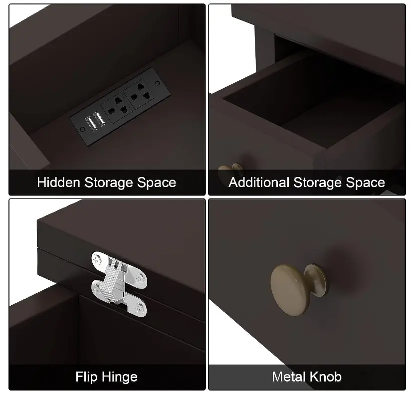 フリップトップと充電ステーション付きのエンドテーブル、収納キャビネットとUSB付きの狭いサイドテーブル、リビングルーム用のスキニーソファテーブル