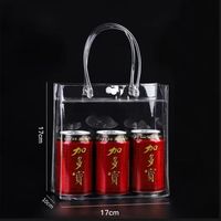 Sac de courses et cadeaux portable en PVC transparent, impression de logo personnalisé prise en charge, fourre-tout durable et imperméable pour la vente en gros et l'épicerie