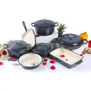 Juego de Ollas y Sartenes de Hierro Fundido Esmaltado Multiusos para Cocina, Juego de Utensilios de Cocina de Hierro Fundido Ecológico de 7 Piezas - Product Image 4