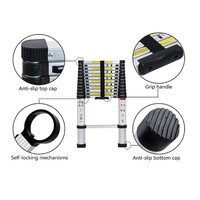Échelle télescopique en aluminium portable à un seul côté, norme EN 131, 15 marches, 4,4 m, capacité de 150 kg, accessoires modernes pour le bricolage domestique