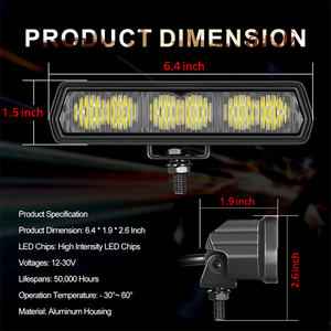 Barra de Luces LED de 6 Pulgadas con Patrón de Haz de Inundación para Conducción, Luz Blanca, para Luces de Conducción Adicionales, Automóviles, Camiones, UTV, Vehículos de 4 Ruedas - Product Image 2