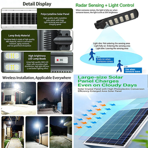 Farola Solar de 100W Modelo 2026 con Iluminación de 3 Lados, IP65, con Sensor de Movimiento para Zonas Residenciales - Product Image 3