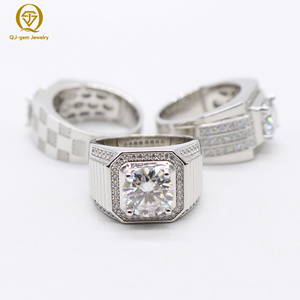 Anillo de Lujo para Hombre en Varios Tamaños/Formas/Estilos, Corte Brillante Clásico Redondo, Diamante Cultivado en Laboratorio con Certificado IGI, Oro Blanco de 18K - Product Image 1