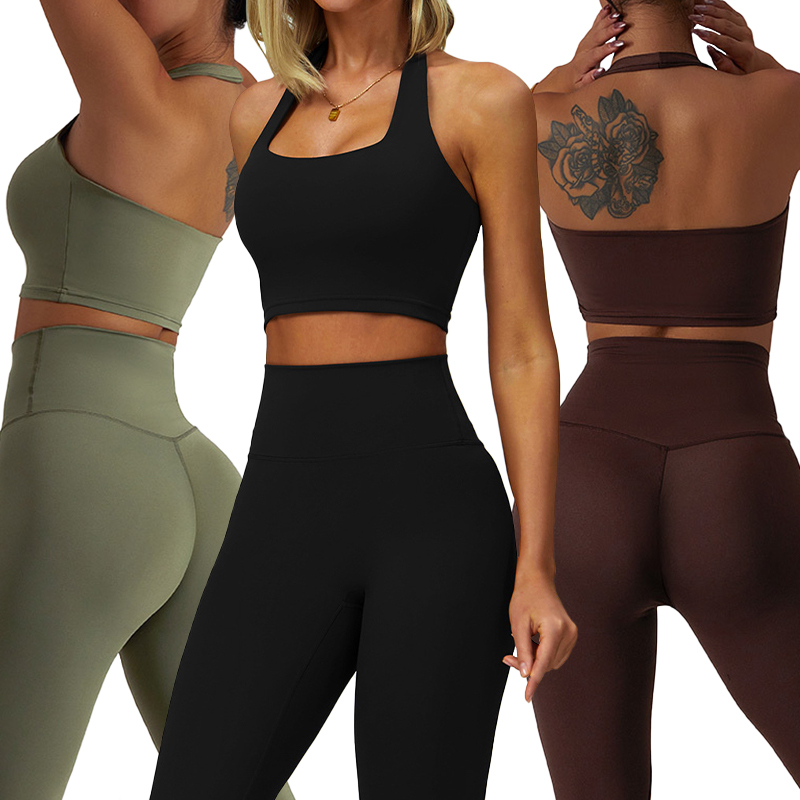 DD6116 Hanging Neck Backless Workout Yoga Bra Fitness Top High Support Sports Bra for Women